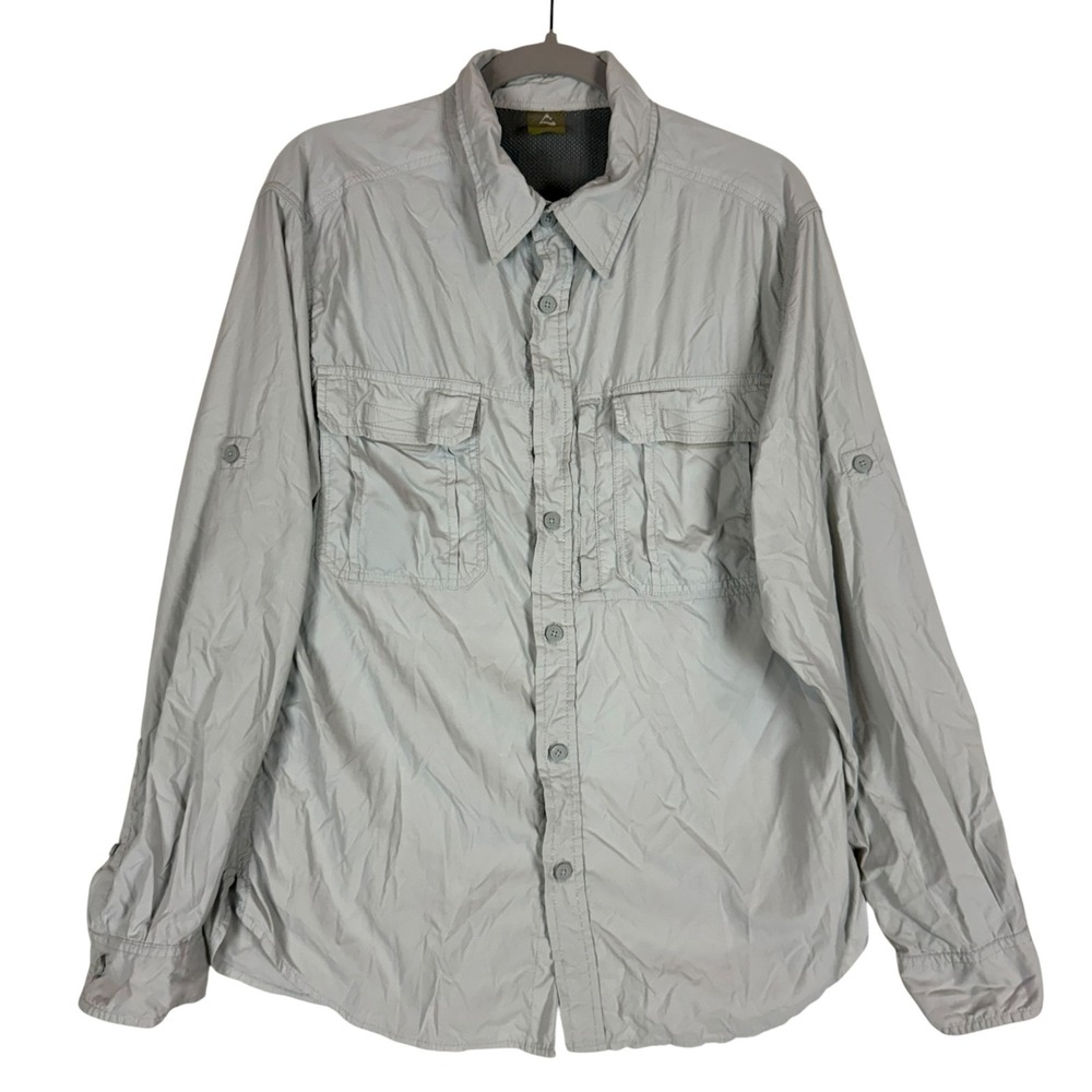 Alpine Design Shirt Mens Medium Gray Tech Series Hiking Vented Button-Up Outdoor